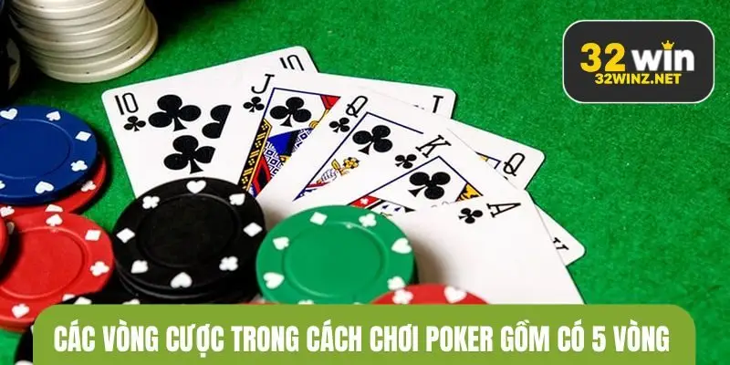 Các vòng cược trong cách chơi poker gồm có 5 vòng